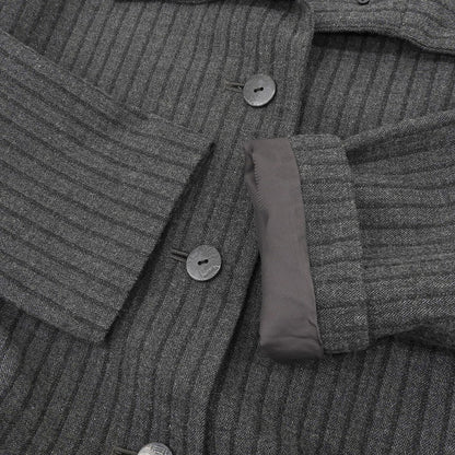 慈雨 ジウ ストライプ アシンメトリー スタンドカラー Aラインコート レディース チャコールグレー 40 コート コート 40