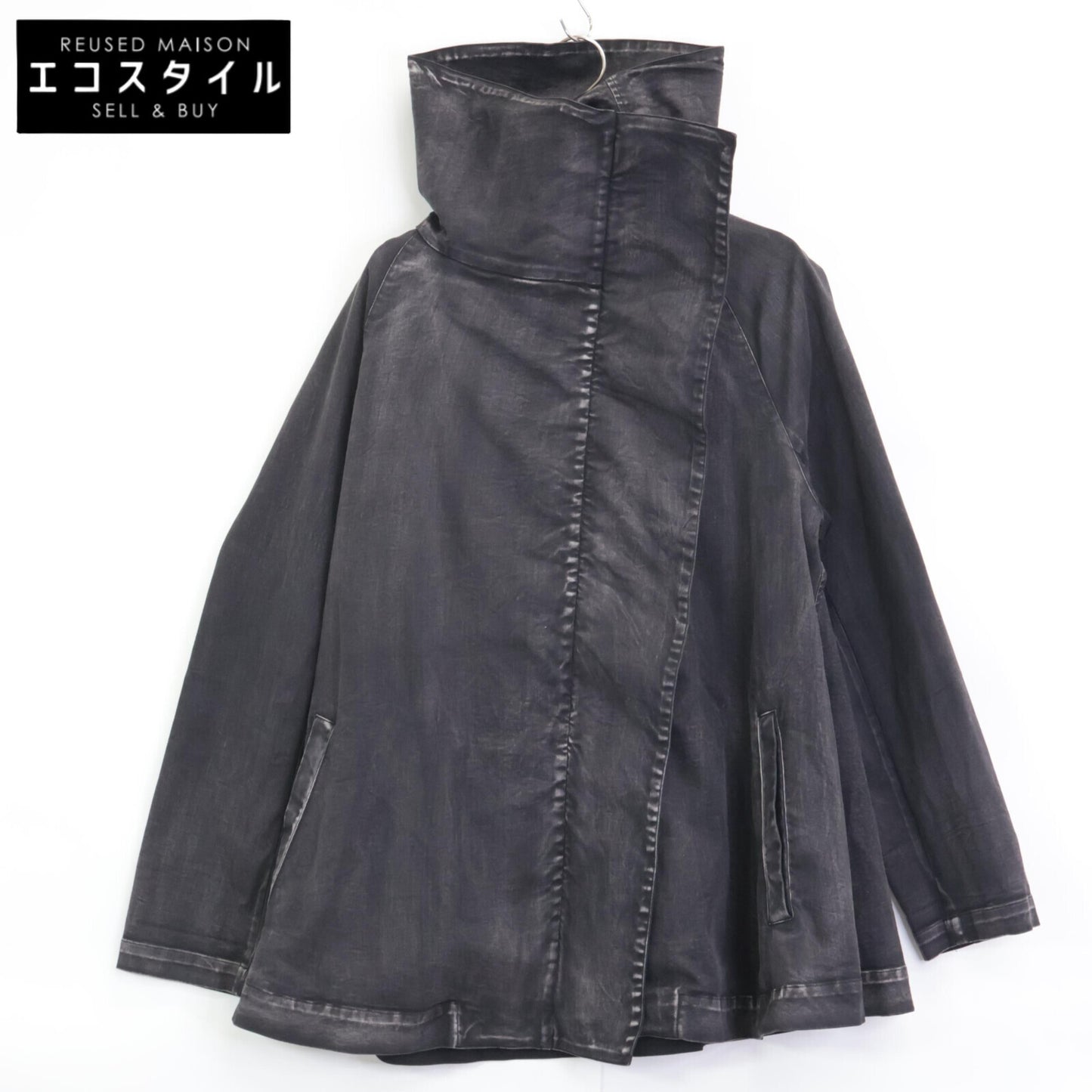 芽風 ﾌﾞﾗｯｸﾃﾞﾆﾑ風 ｱﾀﾘ加工 ｼﾞｯﾌﾟｱｯﾌﾟ変形ｺｰﾄ ジャケット 38