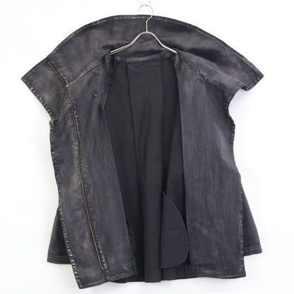 芽風 ﾌﾞﾗｯｸﾃﾞﾆﾑ風 ｱﾀﾘ加工 ｼﾞｯﾌﾟｱｯﾌﾟ変形ｺｰﾄ ジャケット 38