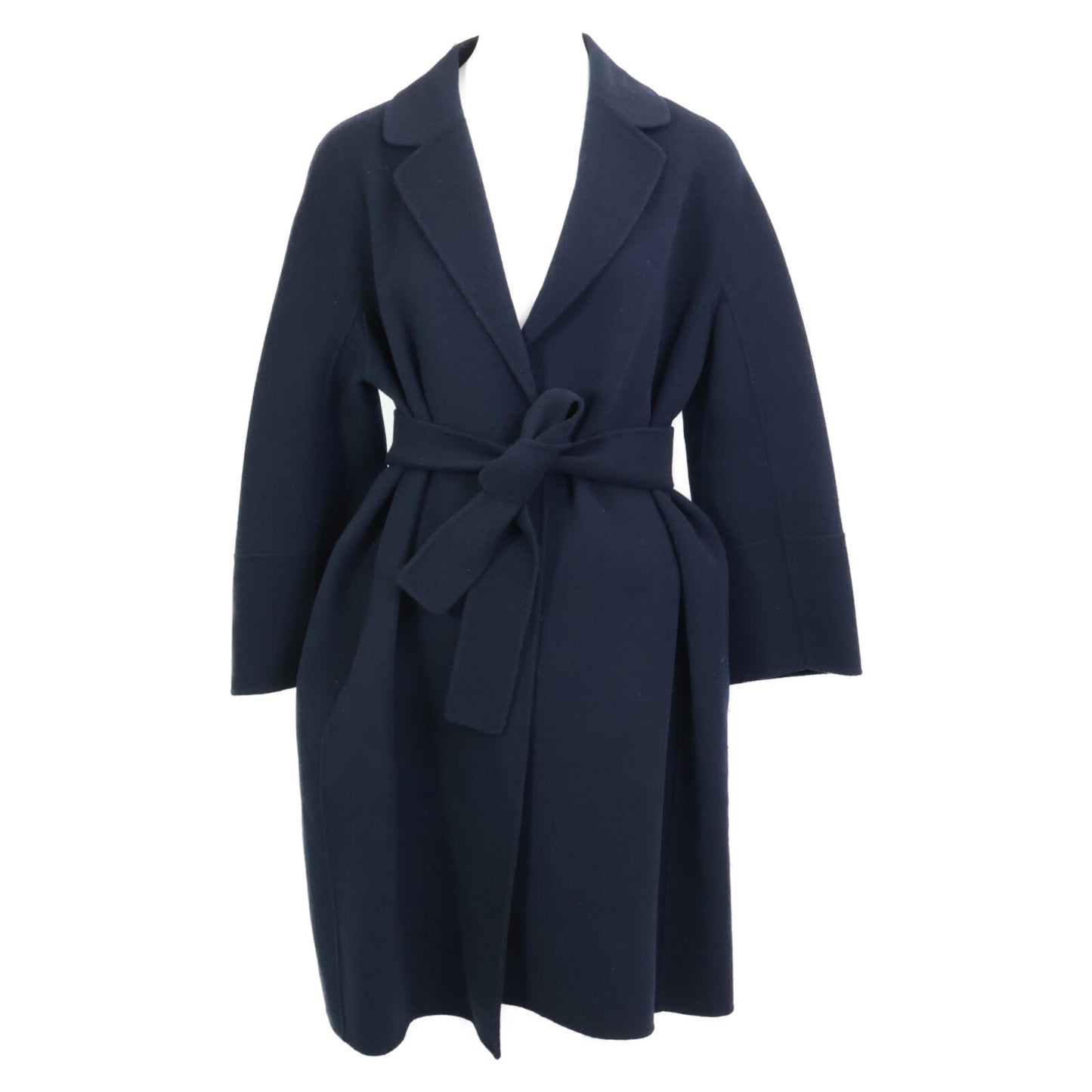 S MaxMara エスマックスマーラ 【ｸﾁｰﾄｱﾏﾉｰﾉ】90860189 ﾈｲﾋﾞｰ ﾍﾞﾙﾃｯﾄﾞﾀﾞﾌﾞﾙﾌｪｲｽｺｰﾄ コート 40