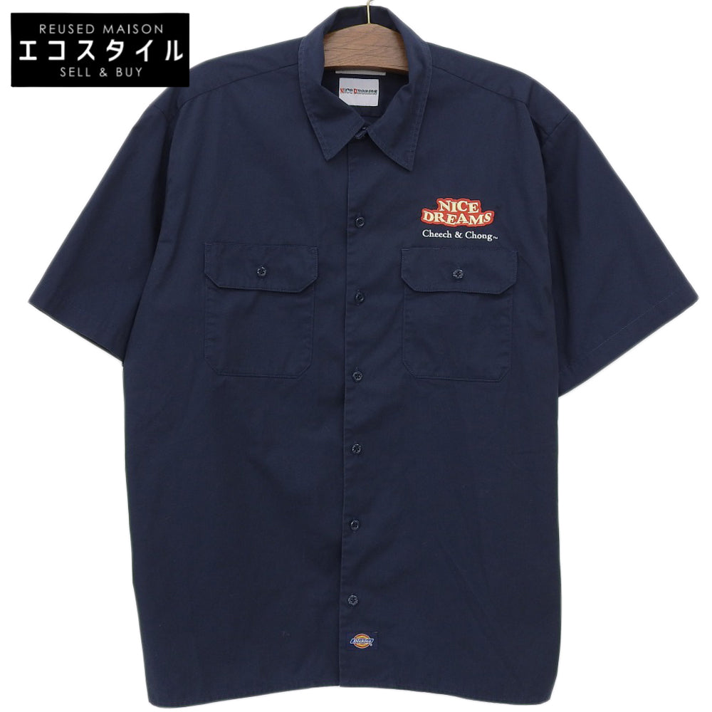 WACKO MARIA ワコマリア ロゴ刺繍 ワークシャツ トップス メンズ ネイビー L トップス L