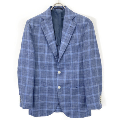 BARBA バルバ ｼﾙｸ×ﾘﾈﾝ混 ﾁｪｯｸ 3Bｼﾞｬｹｯﾄ/ﾌﾞﾚｻﾞｰ ジャケット 44