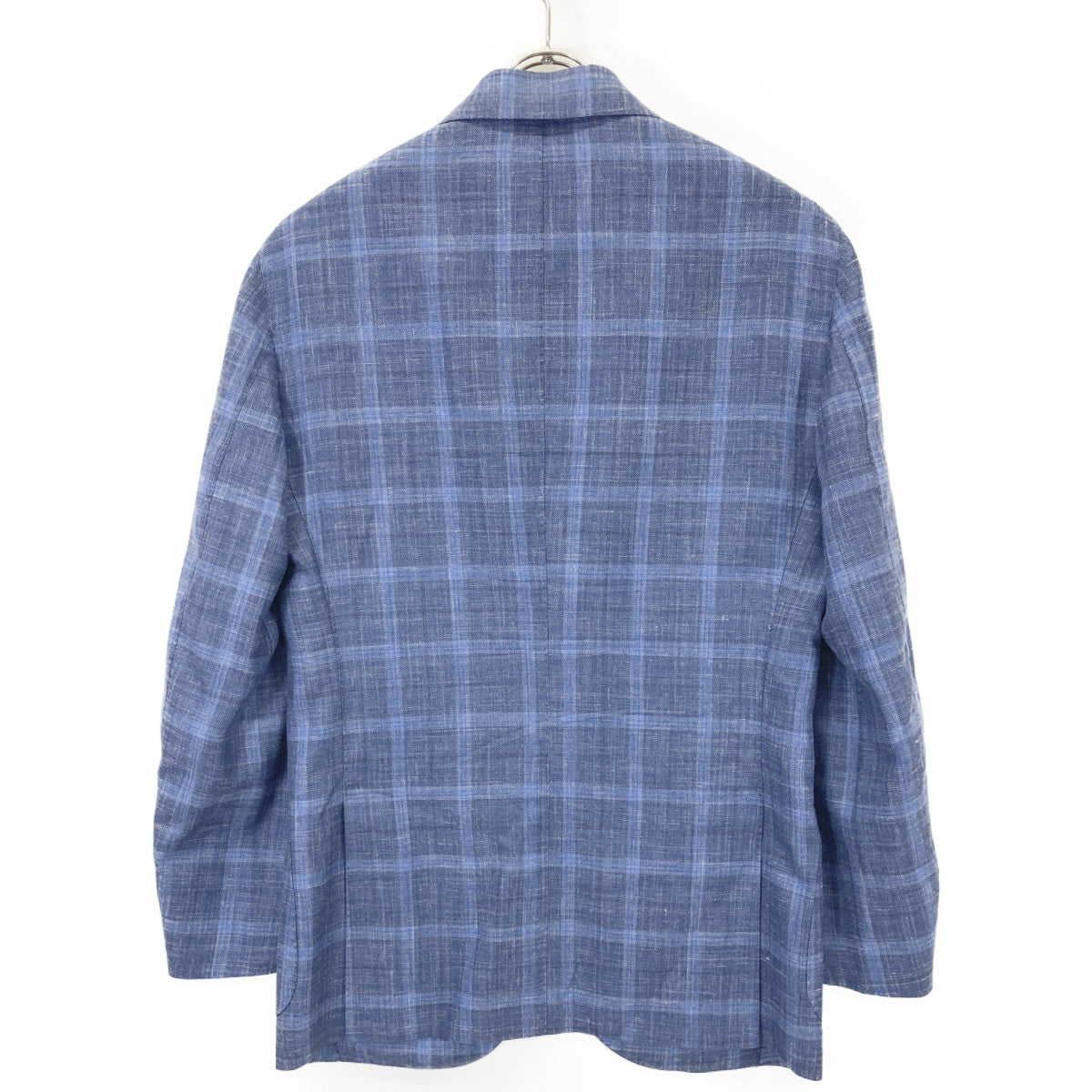 BARBA バルバ ｼﾙｸ×ﾘﾈﾝ混 ﾁｪｯｸ 3Bｼﾞｬｹｯﾄ/ﾌﾞﾚｻﾞｰ ジャケット 44