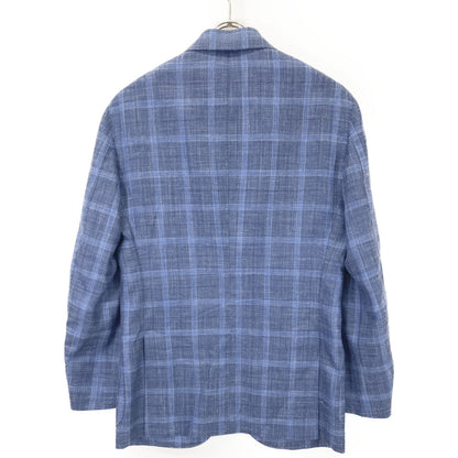 BARBA バルバ ｼﾙｸ×ﾘﾈﾝ混 ﾁｪｯｸ 3Bｼﾞｬｹｯﾄ/ﾌﾞﾚｻﾞｰ ジャケット 44