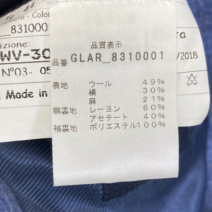 BARBA バルバ ｼﾙｸ×ﾘﾈﾝ混 ﾁｪｯｸ 3Bｼﾞｬｹｯﾄ/ﾌﾞﾚｻﾞｰ ジャケット 44