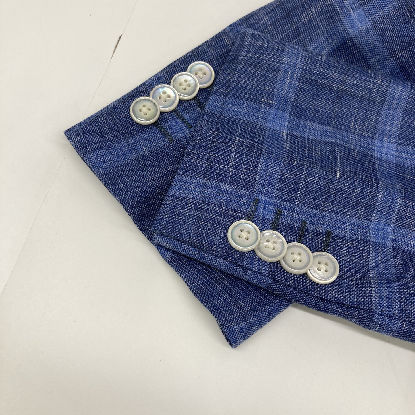 BARBA バルバ ｼﾙｸ×ﾘﾈﾝ混 ﾁｪｯｸ 3Bｼﾞｬｹｯﾄ/ﾌﾞﾚｻﾞｰ ジャケット 44