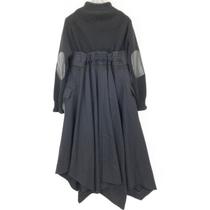 sacai サカイ 22-06327 Wool Knit×Chalk Stripe Dress ワンピース 1