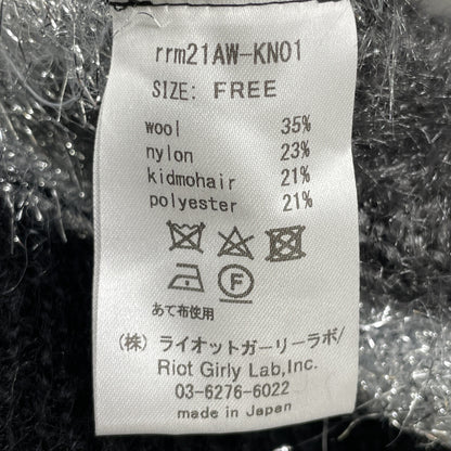 rurumu: ルルムウ rrm21AW-KN01 ﾌﾞﾗｯｸ ﾀﾞﾒ―ｼﾞ ﾓﾍｱ ﾆｯﾄ ワンピース F