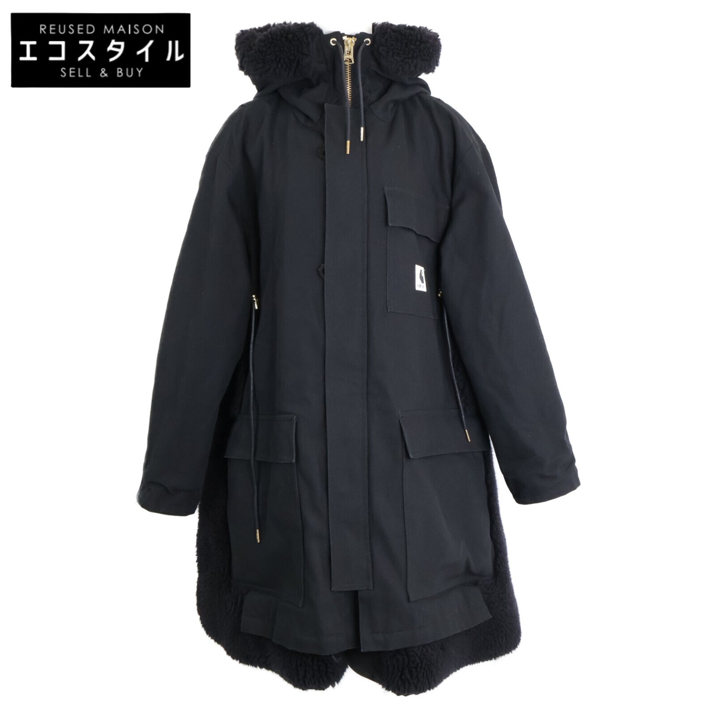 sacai サカイ x カーハート 美品 23-06740 Carhartt WIP Canvas Parka Siberian キャンバス シベリアン フリースボア コート 3