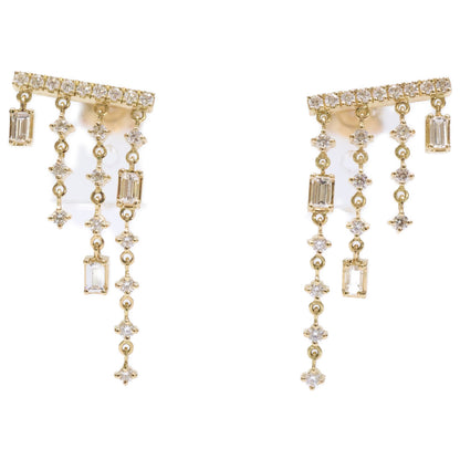 AHKAH アーカー 美品 AK2063010400 Au750 D0.24ct ダイヤモンド シャンデリアスウェイ シングルピアス 左右2点セット ピアス