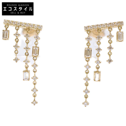 AHKAH アーカー 美品 AK2063010400 Au750 D0.24ct ダイヤモンド シャンデリアスウェイ シングルピアス 左右2点セット ピアス