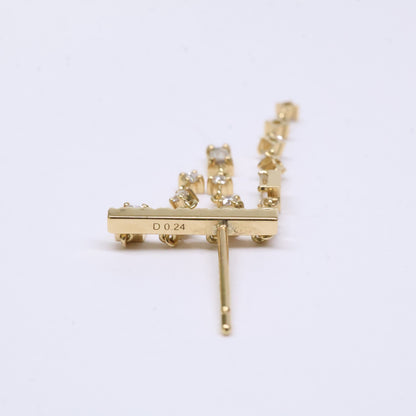 AHKAH アーカー 美品 AK2063010400 Au750 D0.24ct ダイヤモンド シャンデリアスウェイ シングルピアス 左右2点セット ピアス