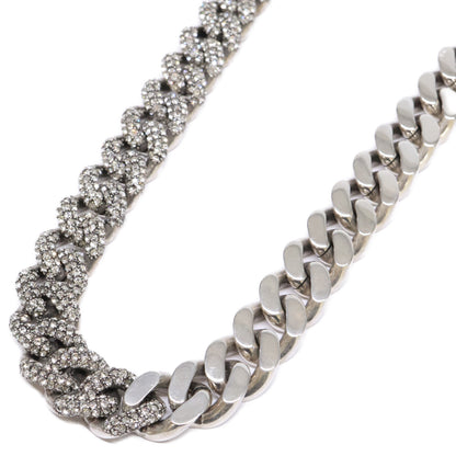 SAINT LAURENT PARIS サンローランパリ メタル/ラインストーン 喜平 チェーン ネックレス