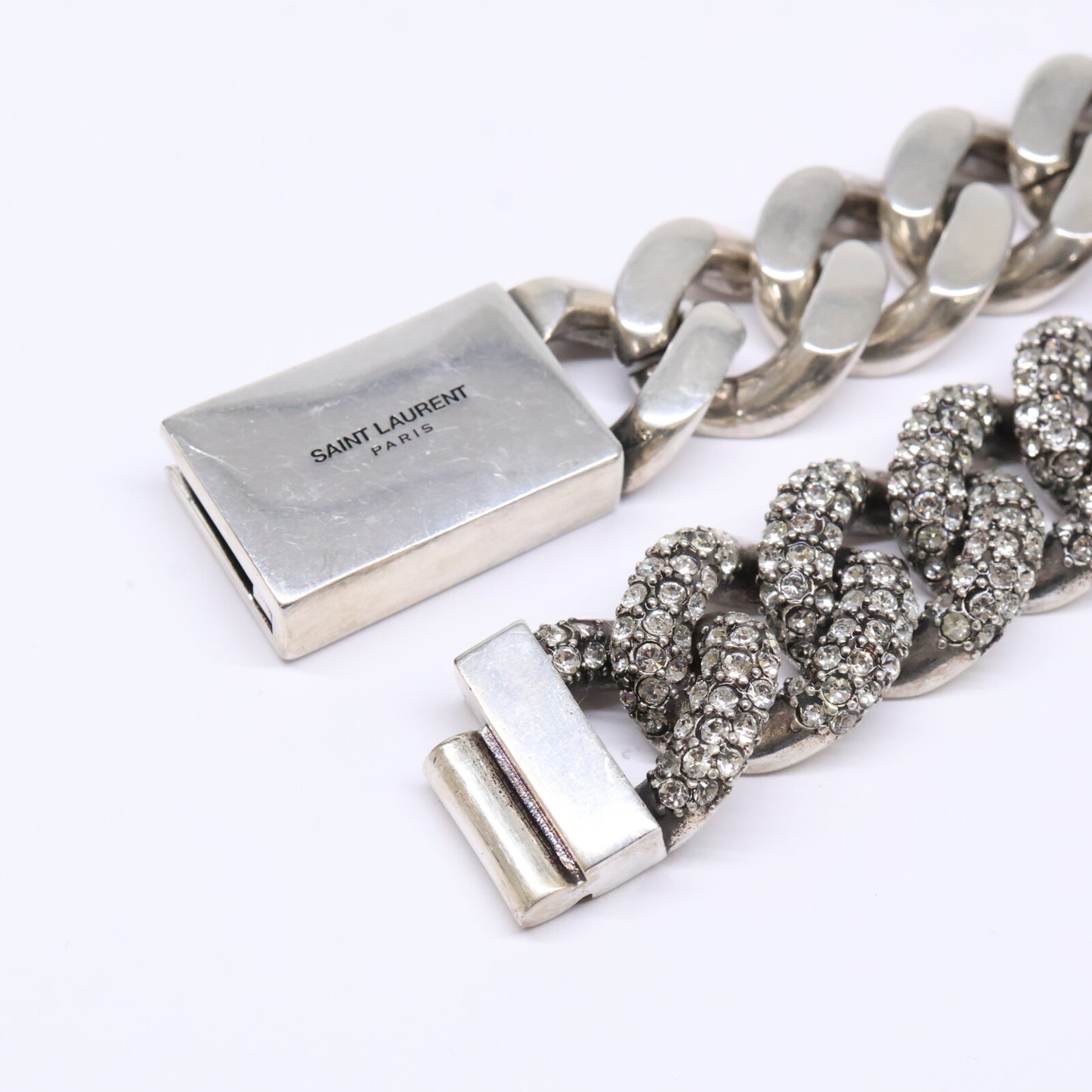 SAINT LAURENT PARIS サンローランパリ メタル/ラインストーン 喜平 チェーン ネックレス