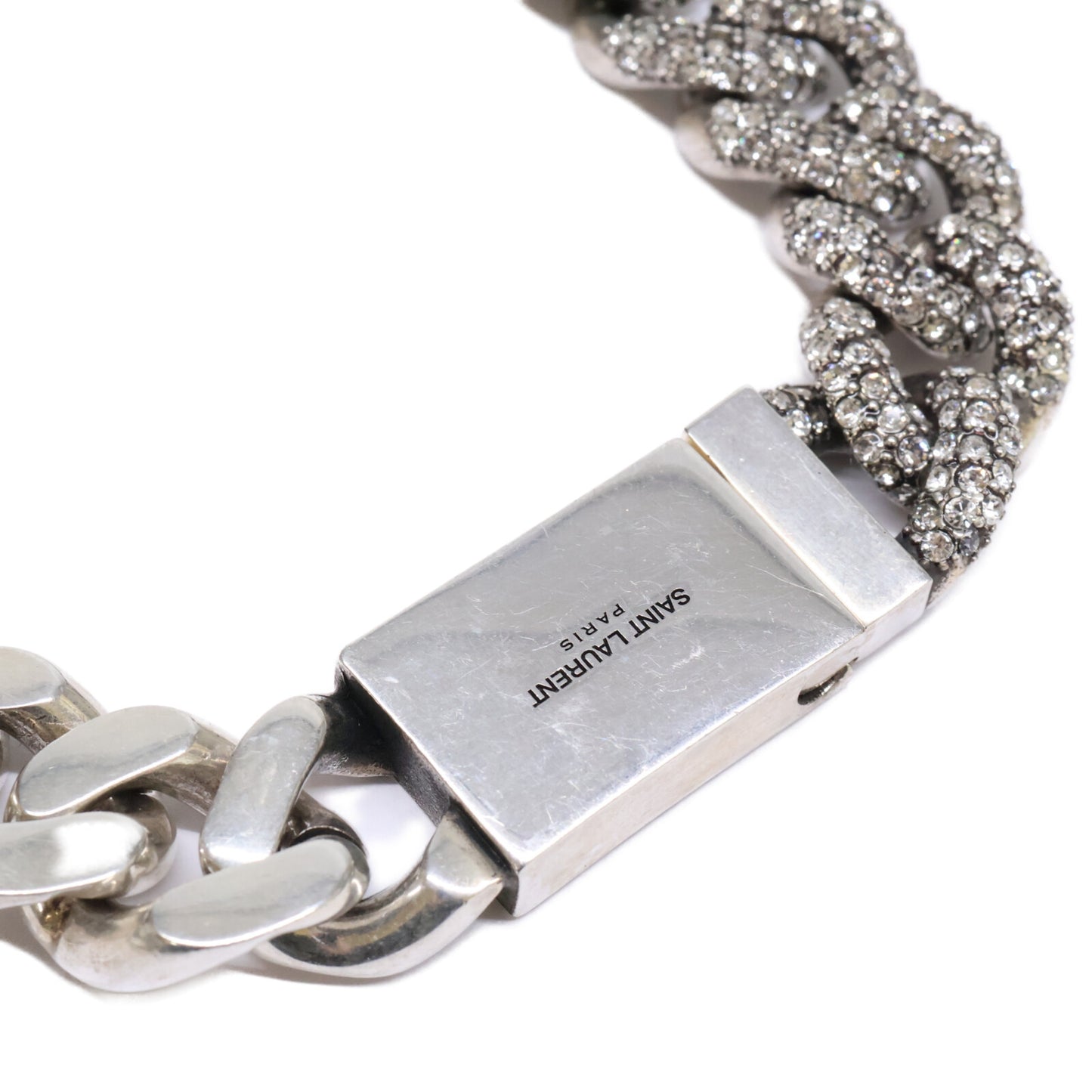 SAINT LAURENT PARIS サンローランパリ メタル/ラインストーン 喜平 チェーン ネックレス