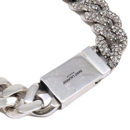 SAINT LAURENT PARIS サンローランパリ メタル/ラインストーン 喜平 チェーン ネックレス