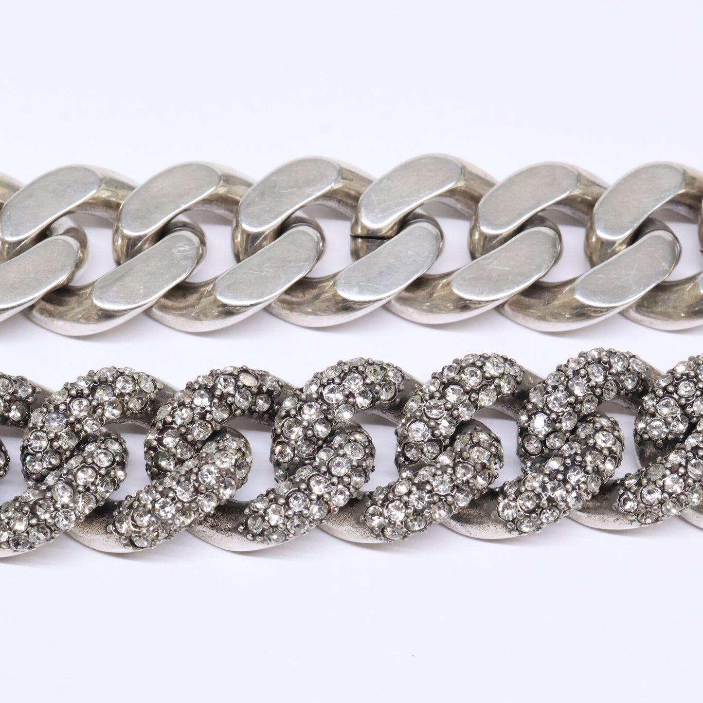 SAINT LAURENT PARIS サンローランパリ メタル/ラインストーン 喜平 チェーン ネックレス