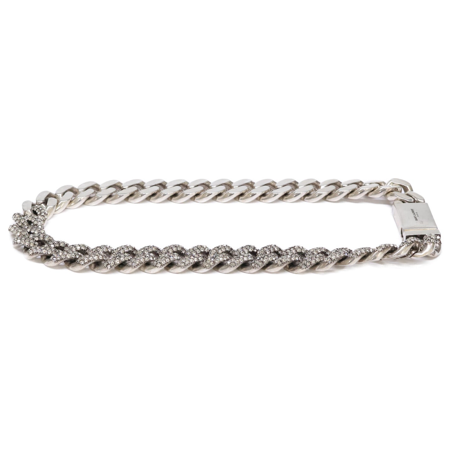 SAINT LAURENT PARIS サンローランパリ メタル/ラインストーン 喜平 チェーン ネックレス