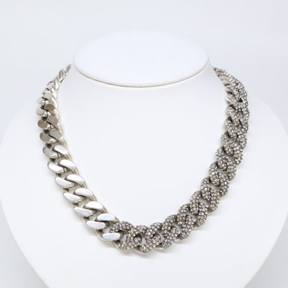 SAINT LAURENT PARIS サンローランパリ メタル/ラインストーン 喜平 チェーン ネックレス