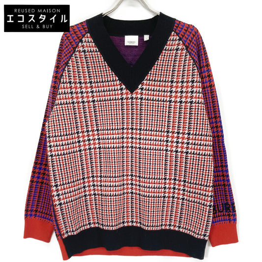 BURBERRY バーバリー 8037829 ﾘｶﾙﾄﾞﾃｨｯｼ期 ﾊｳﾝﾄﾞﾄｩｰｽ 袖ﾛｺﾞ Vﾈｯｸﾆｯﾄ トップス M