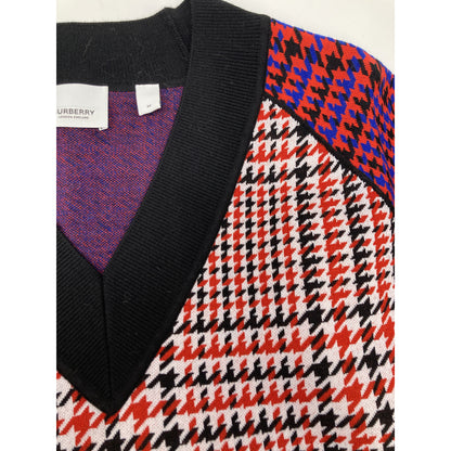 BURBERRY バーバリー 8037829 ﾘｶﾙﾄﾞﾃｨｯｼ期 ﾊｳﾝﾄﾞﾄｩｰｽ 袖ﾛｺﾞ Vﾈｯｸﾆｯﾄ トップス M