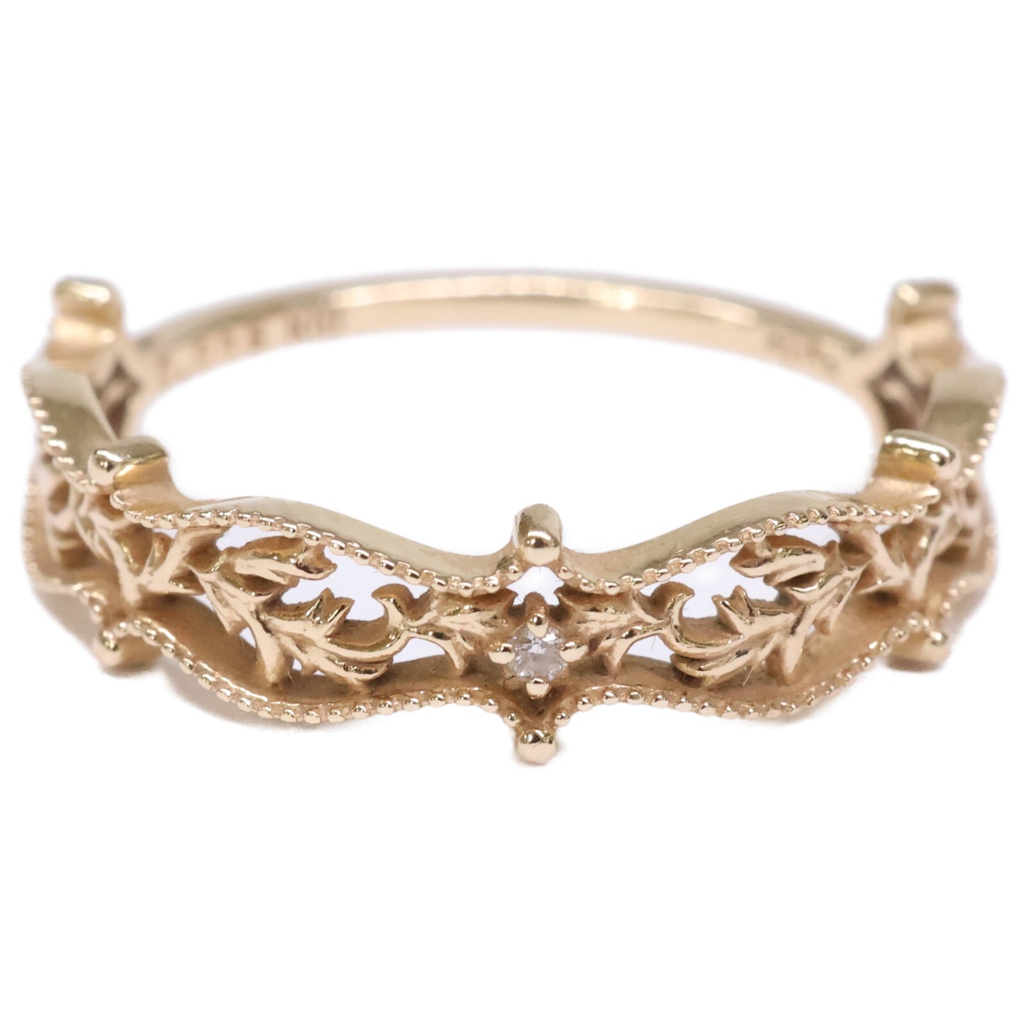 agete アガット 【美品】K10 0.005 透かし ダイヤモンド リング 指輪