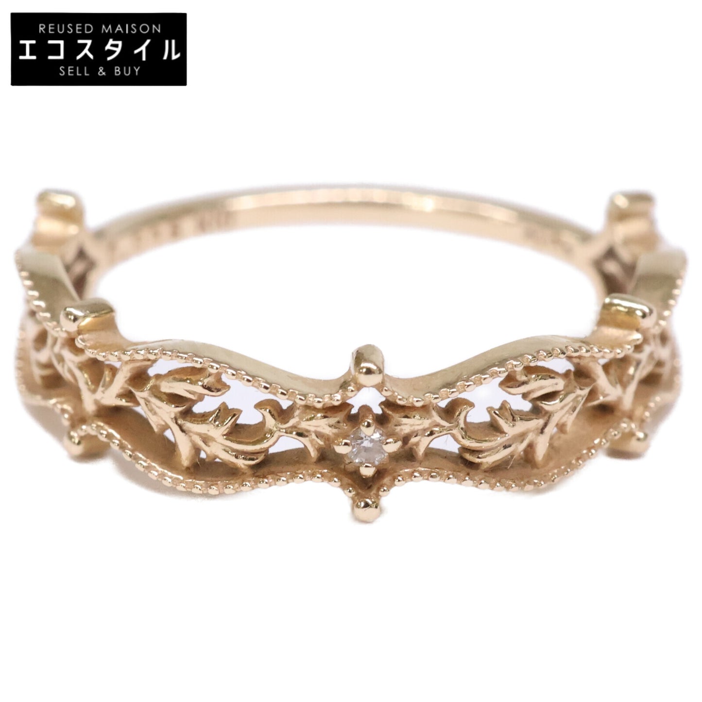 agete アガット 【美品】K10 0.005 透かし ダイヤモンド リング 指輪