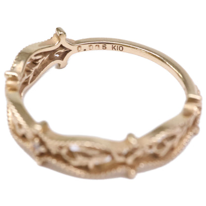 agete アガット 【美品】K10 0.005 透かし ダイヤモンド リング 指輪