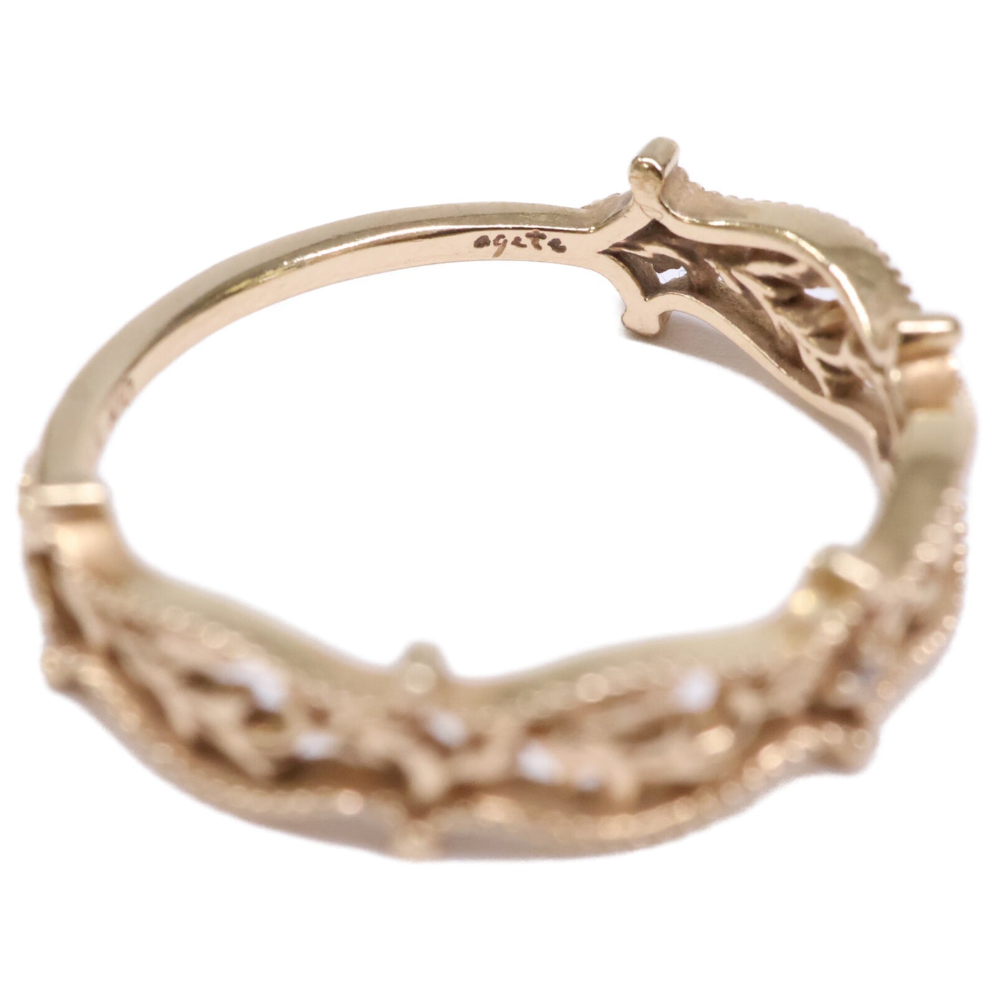 agete アガット 【美品】K10 0.005 透かし ダイヤモンド リング 指輪