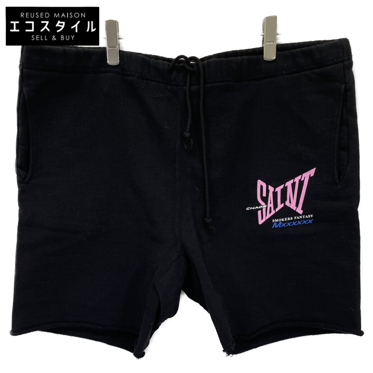 SAINT MICHAEL セントマイケル ﾌﾞﾗｯｸ SM-HR8-0000-059 SWEAT SHORTS RIBON SWEAT ボトムス L