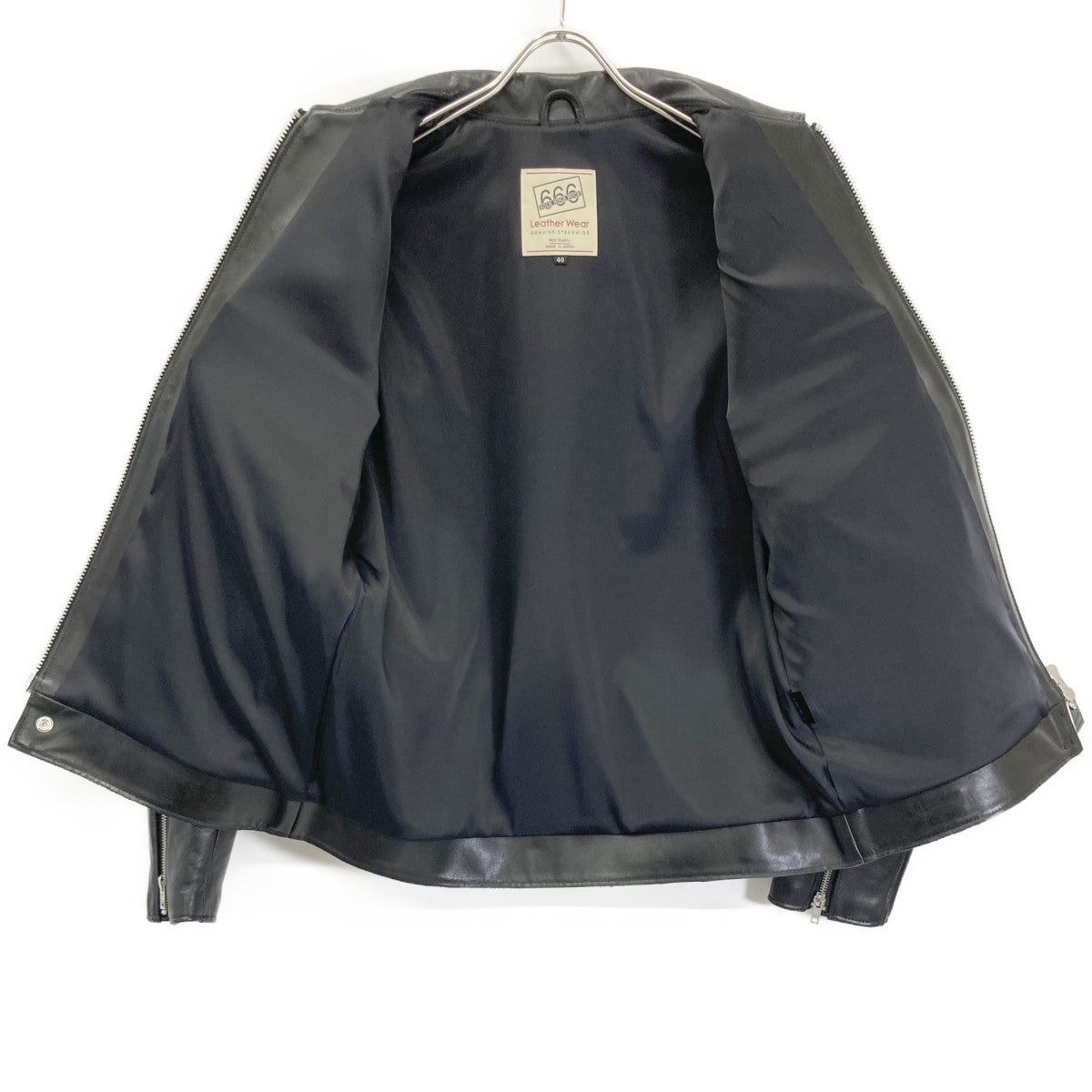 666 666トリプルシックス ﾌﾞﾗｯｸ LETHER WARE ﾗｲﾀﾞｰｽｼﾞｬｯｹｯﾄ ジャケット 40