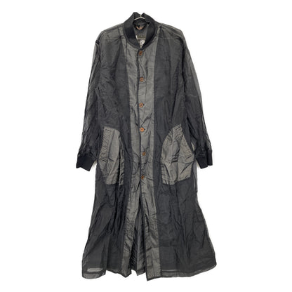 BLACKCOMMEdesGARCONS ブラックコムデギャルソン 1F-C002 ﾌﾞﾗｯｸ ﾌｨﾙﾀｰｸﾛｽ ｼｰｽﾙｰ ﾛﾝｸﾞｽﾀｯﾌｺｰﾄ コート L