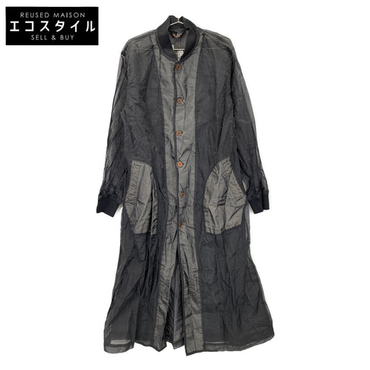 BLACKCOMMEdesGARCONS ブラックコムデギャルソン 1F-C002 ﾌﾞﾗｯｸ ﾌｨﾙﾀｰｸﾛｽ ｼｰｽﾙｰ ﾛﾝｸﾞｽﾀｯﾌｺｰﾄ コート L