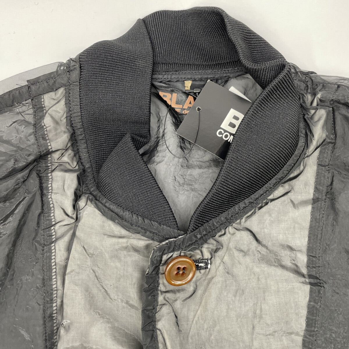 BLACKCOMMEdesGARCONS ブラックコムデギャルソン 1F-C002 ﾌﾞﾗｯｸ ﾌｨﾙﾀｰｸﾛｽ ｼｰｽﾙｰ ﾛﾝｸﾞｽﾀｯﾌｺｰﾄ コート L