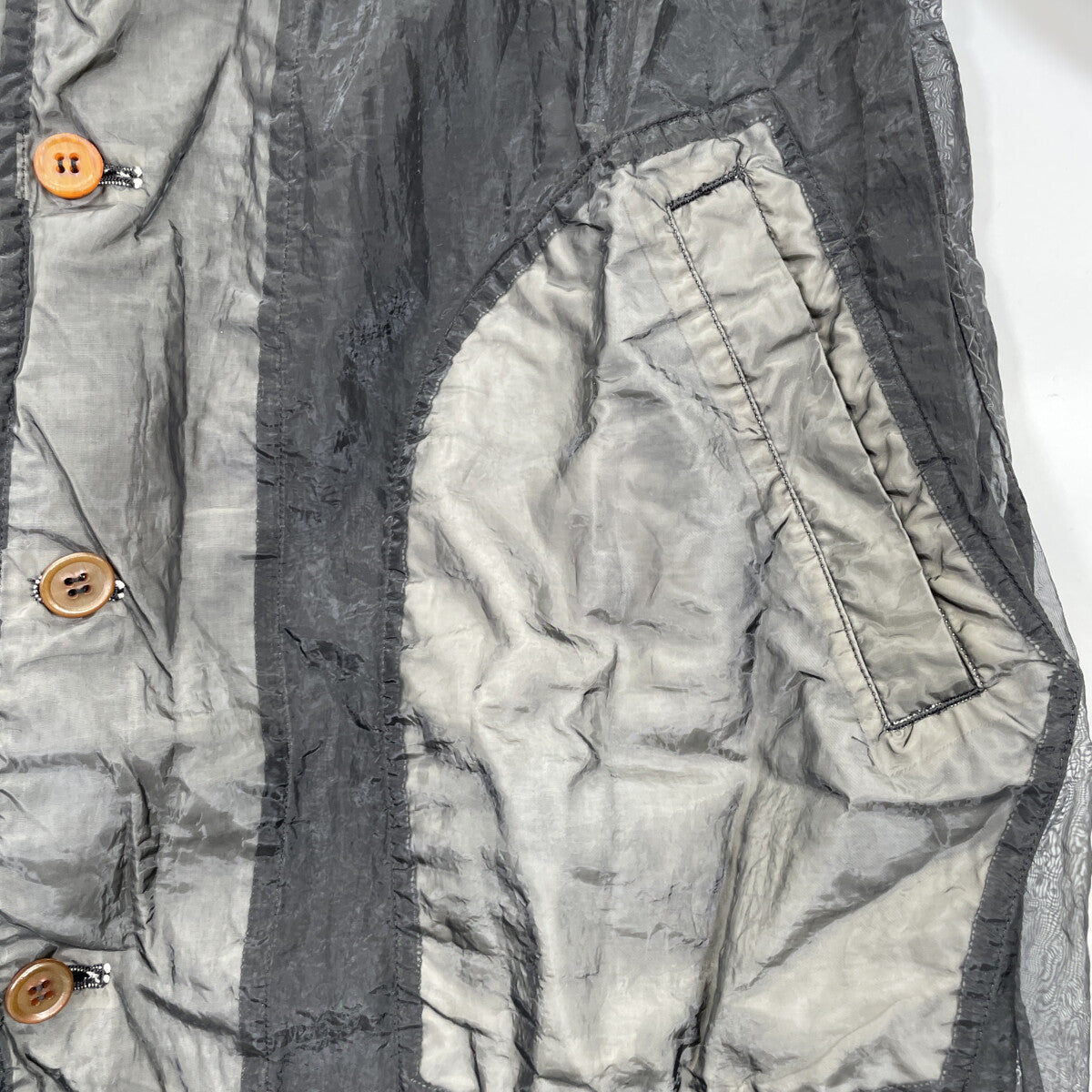 BLACKCOMMEdesGARCONS ブラックコムデギャルソン 1F-C002 ﾌﾞﾗｯｸ ﾌｨﾙﾀｰｸﾛｽ ｼｰｽﾙｰ ﾛﾝｸﾞｽﾀｯﾌｺｰﾄ コート L