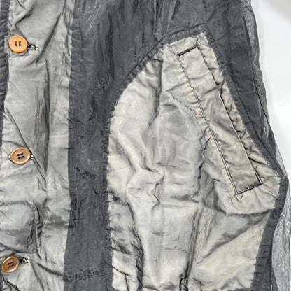 BLACKCOMMEdesGARCONS ブラックコムデギャルソン 1F-C002 ﾌﾞﾗｯｸ ﾌｨﾙﾀｰｸﾛｽ ｼｰｽﾙｰ ﾛﾝｸﾞｽﾀｯﾌｺｰﾄ コート L