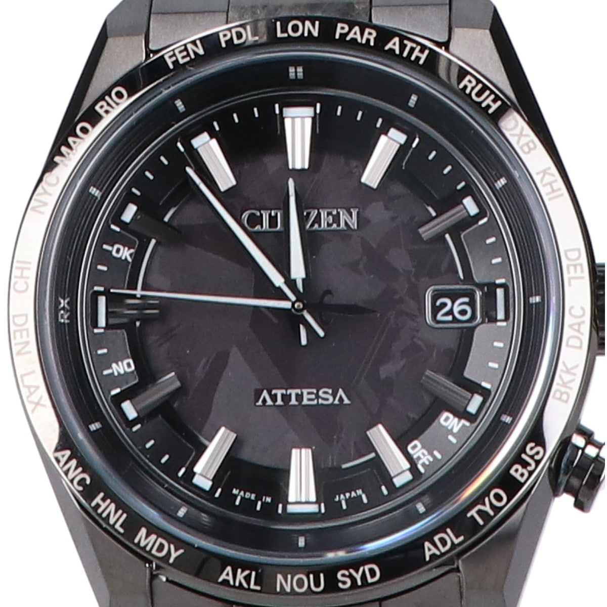 CITIZEN シチズン x HAKUTO-R 美品 CB0285-63E アテッサ ACT Line ブラックチタン エコドライブ電波 腕時計