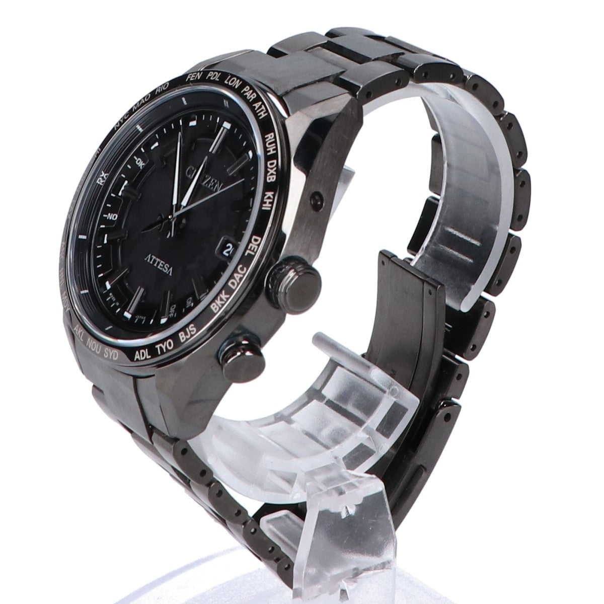 CITIZEN シチズン x HAKUTO-R 美品 CB0285-63E アテッサ ACT Line ブラックチタン エコドライブ電波 腕時計