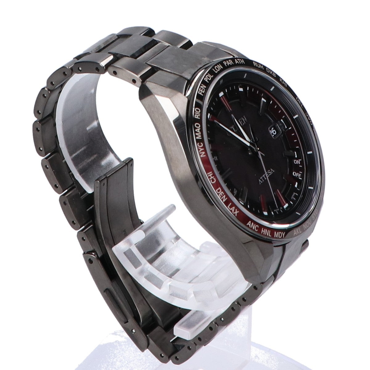 CITIZEN シチズン x HAKUTO-R 美品 CB0285-63E アテッサ ACT Line ブラックチタン エコドライブ電波 腕時計