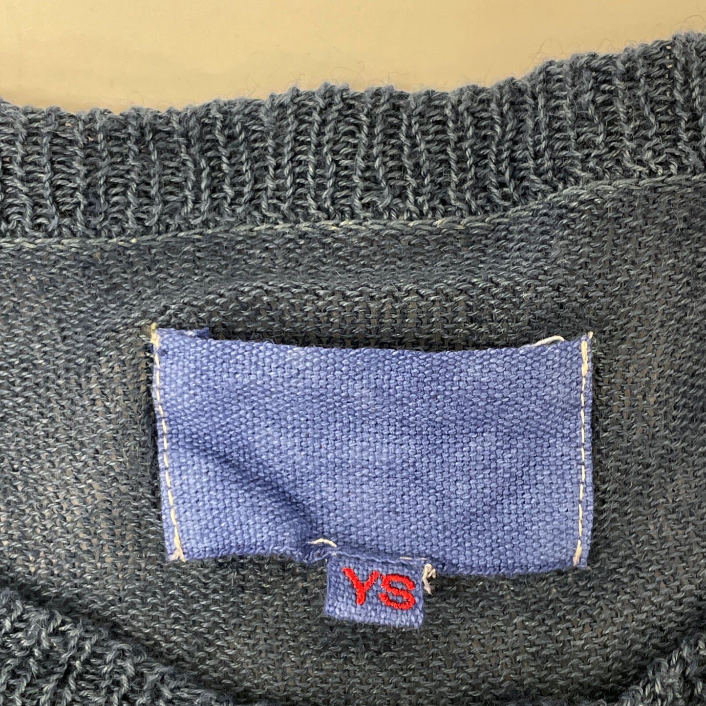 YOKOSAKAMOTO ヨーコサカモト 7ｹﾞｰｼﾞの天竺編みﾘﾈﾝ混ｻﾏｰﾆｯﾄ/先染め×愛知県有松絞りｵｰﾊﾞｰﾀﾞｲ トップス M