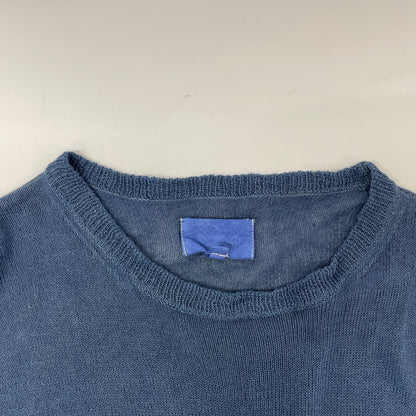 YOKOSAKAMOTO ヨーコサカモト 7ｹﾞｰｼﾞの天竺編みﾘﾈﾝ混ｻﾏｰﾆｯﾄ/先染め×愛知県有松絞りｵｰﾊﾞｰﾀﾞｲ トップス M