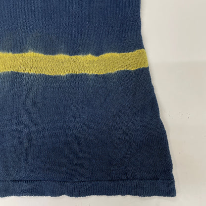 YOKOSAKAMOTO ヨーコサカモト 7ｹﾞｰｼﾞの天竺編みﾘﾈﾝ混ｻﾏｰﾆｯﾄ/先染め×愛知県有松絞りｵｰﾊﾞｰﾀﾞｲ トップス M