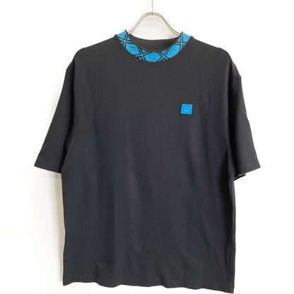 ACNE STUDIOS アクネ ストゥディオズ ﾌﾞﾗｯｸ×ﾌﾞﾙｰ ﾌｪｲｽﾊﾟｯﾁ Tｼｬﾂ トップス M