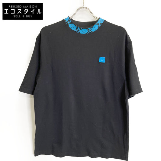 ACNE STUDIOS アクネ ストゥディオズ ﾌﾞﾗｯｸ×ﾌﾞﾙｰ ﾌｪｲｽﾊﾟｯﾁ Tｼｬﾂ トップス M