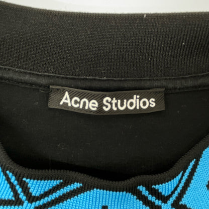 ACNE STUDIOS アクネ ストゥディオズ ﾌﾞﾗｯｸ×ﾌﾞﾙｰ ﾌｪｲｽﾊﾟｯﾁ Tｼｬﾂ トップス M