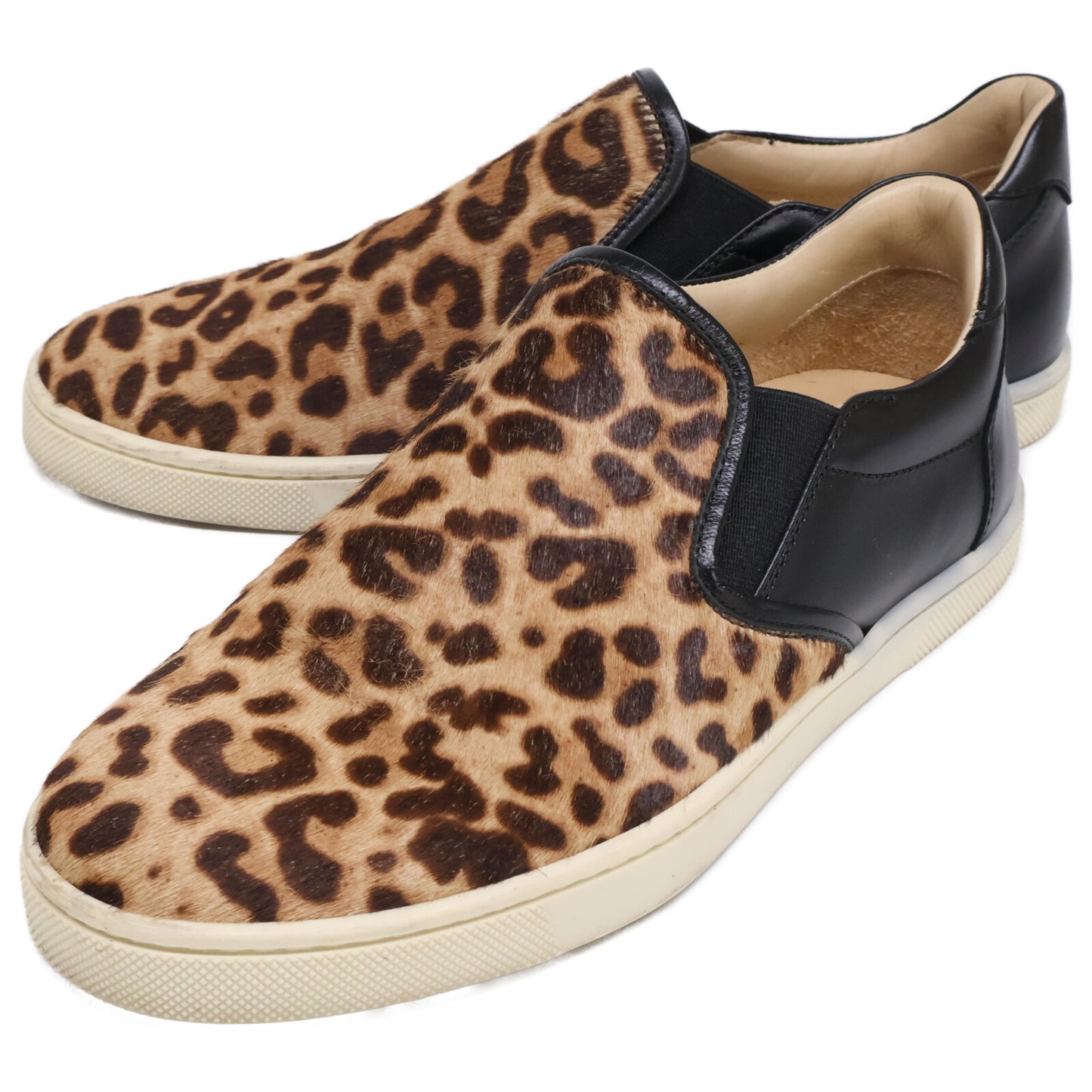 Christian Louboutin クリスチャンルブタン レオパード柄ハラコ/レザー スリッポン シューズ 35