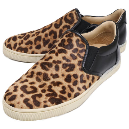 Christian Louboutin クリスチャンルブタン レオパード柄ハラコ/レザー スリッポン シューズ 35