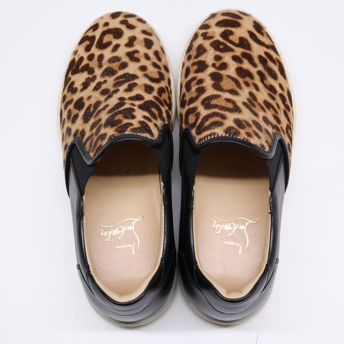 Christian Louboutin クリスチャンルブタン レオパード柄ハラコ/レザー スリッポン シューズ 35