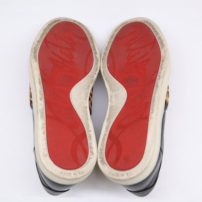 Christian Louboutin クリスチャンルブタン レオパード柄ハラコ/レザー スリッポン シューズ 35