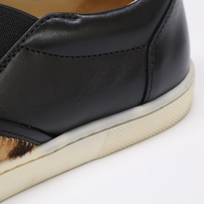 Christian Louboutin クリスチャンルブタン レオパード柄ハラコ/レザー スリッポン シューズ 35